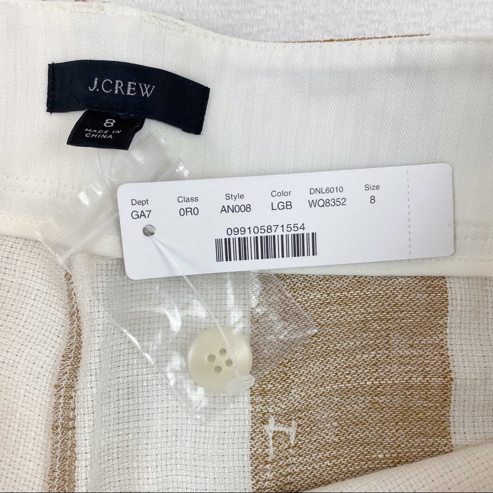 J. Crew Wide-Leg Striped Linen Pants in White and Tan - Picture 5 of 8